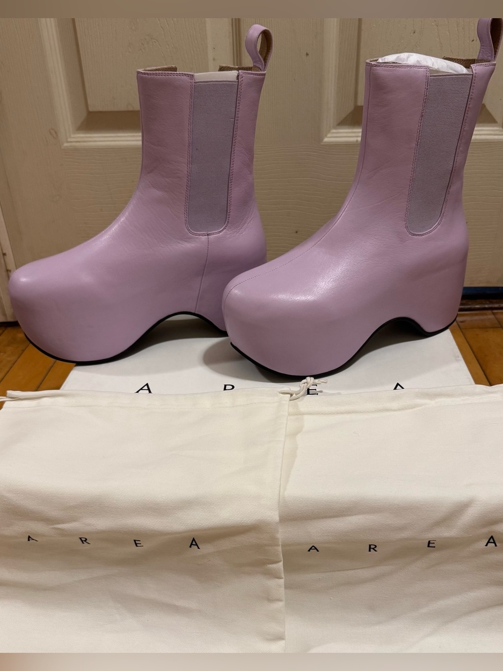 Deadstock AREA 2104F01010 Lilac Platform Ankle Boots Women’s EU 38 Leather NIB